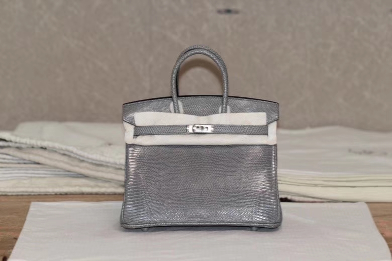 hermès(爱马仕)birkin 铂金包 海鸥灰 蜥蜴皮 银扣 25cm